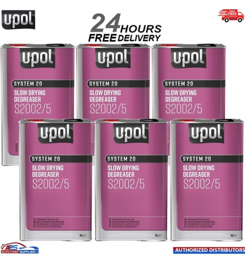 6 X U-POL SYSTEM 20 S2002 SLOW PANELWIPE DEGREASER 5L Panel wipe Upol